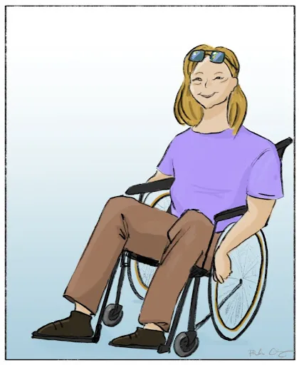 A person with Huntington's lovingly illustrated as part of "Life Story Books" 